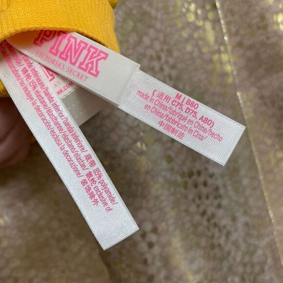 PINK Victorias Secret Golden Yellow Weekender Seamless Shine Strappy Bralette, M - Picture 7 of 7